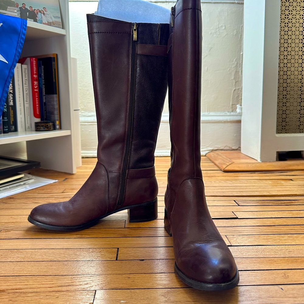 Knee-high brown leather boots